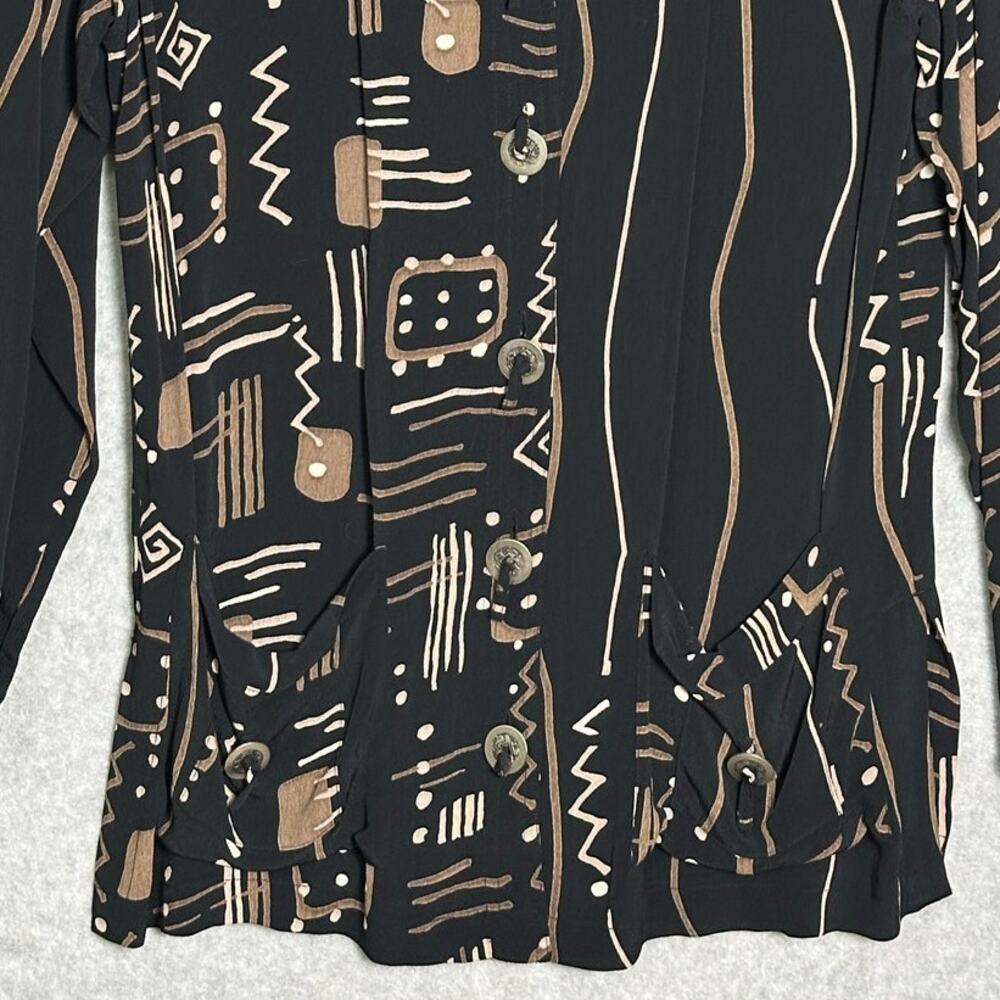 Chicos Design Vintage Sz‎ S Aztek Tribal Tunic Blouse Button Up Western Abstract - Picture 9 of 14